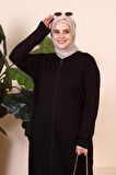 Kadın Buyuk Beden Fermuarlı Tam Tesettur Uzun Namaz Elbisesi