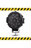Off Road Projektör Metal Kapak Beyaz Işık 17 Led Yuvarlak 18 Cm Siyah Çerçeve 1 Adet