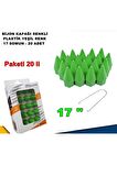 Sivri Mermi Tip Bijon Kapağı Plastik Yeşil Renk 17 Mm Bijon Uyumlu 20 Adet -