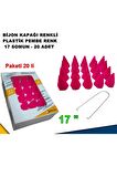 Sivri Mermi Tip Bijon Kapağı Plastik Pembe Renk 17 Mm Bijon Uyumlu 20 Adet -