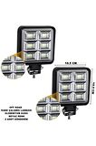 Off Road Led Kare Çalışma Lambası Beyaz Renk 48 Led 10,5 X 10,5 Cm 2 Adet - Uyumlu