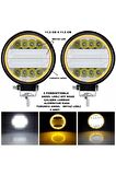 Off Road  Uyumlu Oval Çalışma Lambası Turuncu Angel-beyaz Ledli 3 Fonksiyon 11,5 X 11,5 Cm 2 Adet -