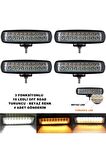 Off Road Led Lamba Turuncu - Beyaz Renk 3 Fonksiyonlu 18 Led 4 X 15 Cm 4 Adet -