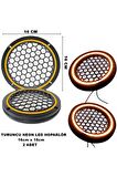 16x16 cm Neon Led Işıklı Midrange Hoparlör Kapağı Yuvarlak Çiftli (2 adet) Turuncu Renk