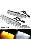 Gündüz Ledi 6 Led Metal Kasa Turuncu Ve Beyaz Led Işık Gündüz Ledi 2 Fonksiyonlu 12v 2 Adet -