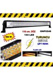 Off Road Led Bar Beyaz Ve Turuncu Çift Renk - Flaşlı Düz Model 3 Sıra 110 Cm 594 Watt 144 Led