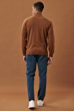 Erkek Petrol Slim Fit Dar Kesim Pamuklu Esnek Chino Pantolon