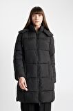 DeFacto Puffer Şişme Uzun Mont Parka Su İtici Regular Kalıp Çıkarılabilir Kapüşonlu A1315AX24WNBK27