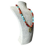 Uretti - Özlem 9422 6428 El Yapımı Turkuaz ve Mercan Doğal Taş Kolye