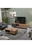 Mezza SET 1362-2090 VİSİON TV ÜNİTESİ - ORTA SEHPA SETİ HAT - KAPLAN - ANTRASİT