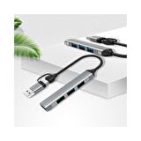 Valkyrie mAcbook Uyumlu Type-C & USB Çiftli 4port USB 3.0 Splitter 5 Gbps Çevirici Hub Adaptör
