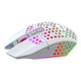 Valkyrie Sessiz Tuşlu Wireless 2.4G 8 Button RGB LED Gaming Mouse - Silent Button - One Click Desktop Beyaz