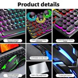 Valkyrie T-Wolf TF270 Rainbow RGB Mekanik Hisli Gaming Klavye Mouse Seti Punk Keycap İNGİLİZCE