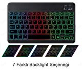 Valkyrie RGB 7 Renk Rainbow Bluetooth Kablosuz Türkçe Klavye - Android ios Windows Uyumlu - Şarjlı - 10 inç - Multimedia - Ultra İnce Tasarım