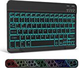Valkyrie RGB 7 Renk Bluetooth Kablosuz Türkçe Klavye - Android ios Windows Uyumlu - Şarjlı - 10 inç - Multimedia - Ultra İnce Tasarım