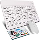 Valkyrie Bluetooth Ios Ipad Android Windows Uyumlu Klavye Mouse Seti - Sessiz - Şarjlı - Combo - Ultra İnce - Türkçe - Kablosuz Beyaz