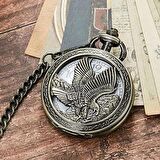 Valkyrie Vintage Kartal Motifli Retro Köstekli Cep Saati - Beşiktaş Saat - Kutulu Hediyelik