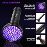 Valkyrie 100 LED 395nm Mor Işık UV El Feneri - Ultraviyole Siyah Fener - Ev Otel Evcil Hayvan Para