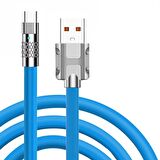 Valkyrie 6A Ios Apple Lightning Sıvı Silikon Data Hızlı Şarj Kablosu - Bakır Döşeme - Katlanmaz Kırılmaz Dayanıklı Kablo Mavi