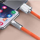 Valkyrie 6A Ios Apple Lightning Sıvı Silikon Data Hızlı Şarj Kablosu - Bakır Döşeme - Katlanmaz Kırılmaz Dayanıklı Kablo Turuncu