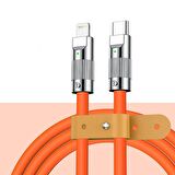 Valkyrie 6A Type-C to Apple Ios Lightning Sıvı Silikon Data Hızlı Şarj Kablosu - Bakır Döşeme  - 1.5 Metre - Katlanmaz Kırılmaz Turuncu