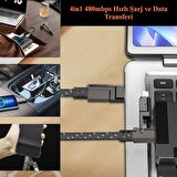 Valkyrie 4in1 Güçlü ve Sağlam Data ve Şarj Kablosu - Ios Apple Type-C USB