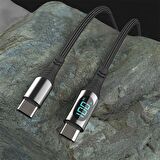 Valkyrie 100w 5A Type-c To Type-c  Hızlı Data şarj Kablosu Dijital Ekran 120cm
