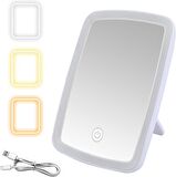Valkyrie LED Işıklı Şarjlı Makyaj Aynası - 3 Farklı Işık Tonu - Dokunmatik Ekran - Dimmers Ayarı - Beyaz, Sarı, Gün Işığı Make Up Mirror