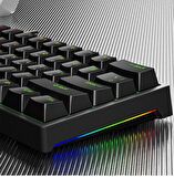 Valkyrie Leaven K870 Blue Switch Mekanik Gaming Oyun Klavyesi RGB 61 Key Mavi Tuş Type-C Klavye Siyah