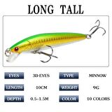 Valkyrie 10 Adet 10cm 9gr Minnow Sahte Olta Yem Seti Rapala 1m Derinlik 10 Farklı Renk Karbon Çelik İğne