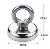 Valkyrie D20 10kg 20mm Askılı Güçlü Neodyum Mıknatıs Banyo Tuvalet Mutfak Askı Raf