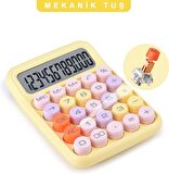 Valkyrie Renkli Çok Şirin 12 Hane Mekanik Hesap Makinası Büyük Ekranlı 4 Fonksiyonlu Ev Ofis Okul Sarı