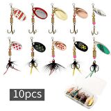 Valkyrie 10 Adet Kutulu Fly Spinner Bait Yem Zoka Seti Döner Tip Tatlı Tuzlu Sinek Olta