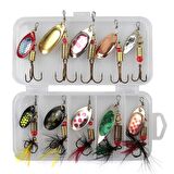 Valkyrie 10 Adet Kutulu Fly Spinner Bait Yem Zoka Seti Döner Tip Tatlı Tuzlu Sinek Olta