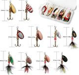 Valkyrie 10 Adet Kutulu Fly Spinner Bait Yem Zoka Seti Döner Tip Tatlı Tuzlu Sinek Olta