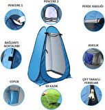 Valkyrie Kamp Outdoor WC Duş Giyinme Çadırı İç Astarlı 190x120x120 Fotoğraf Prova Kabini Mavi