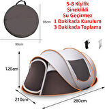 Valkyrie 5-8 Kişilik Hızlı Kurulum Otomatik Kamp Çadırı Sineklikli Su Geçirmez 280x210x120cm 4 Mevsim