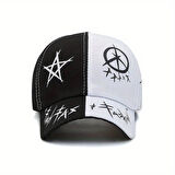 Valkyrie Trucker Şapka Unisex Metal Tokalı Ayarlanabilir Beyzbol Siyah Beyaz