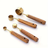 Valkyrie 4 Adet Paslanmaz Çelik Ahşap Saplı Ölçü Kaşığı Seti Ölçü Kabı 15ml 5ml 2.5ml 1.25ml