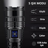 Valkyrie Ultra Güçlü Yüksek Parlaklık M80 LED Şarjlı El Feneri 6000mAh Powerbank