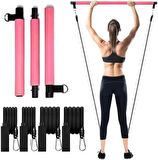 Valkyrie 4 Lastikli 1. Kalite Pilates Bar Egzersiz Çubuğu Ayarlanabilir Zorluk Evde Spor Squat Kademeli Çantalı Kolay Kurulum