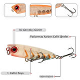 Valkyrie 7 Adet Zıpır Rapala Olta Yem Seti - 4.8cm - 3.8gr Bilyalı 3D Göz Karbon Çelik İğne 7 Farklı Renk