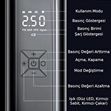 Valkyrie 100W 6000mAh Şarjlı Araba Lastik Hava Pompası LED Işıklı Çok Amaçlı Bisiklet Yatak Top Pompası