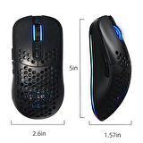 Valkyrie Kablosuz Petek Tasarım Şarjlı Gaming Mouse – RGB Aydınlatmalı 3200 DPI Ultra Hafif Siyah