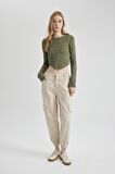 DeFacto Coool Jogger Pantolon Gabardin Kumaş Normal Bel Basic Düz Kargo Cepli B0454AX24SPER37