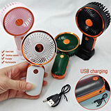 Şarjlı Masa Ve El Fanı Vantilatör Telefon Standlı Mini Fan 16*8 Cm