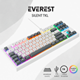 Everest KB-98 SILENT TKL Beyaz/Gri Mavi Rainbow Q Membrane Klavye