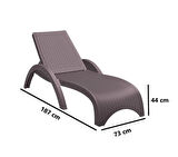 Omnipazar TRK-860 Siesta Fiji Rattan Desenli Ayarlanabilir Lüks Şezlong Kahverengi 2'li Set