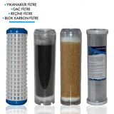 Daire Bina Sayaç Girişi 10" İnc 4 Aşama ( Yıkanabilir , Gac , Reçine , Blok ) Yedek Filtre Seti 