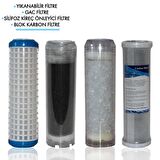 Daire Bina Sayaç Girişi 10" İnc 4 Aşama ( Yıkanabilir , Gac , Silifoz , Blok ) Yedek Filtre Seti 